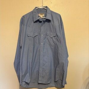 Blue Casual Button Down Shirt with Long Sleeves